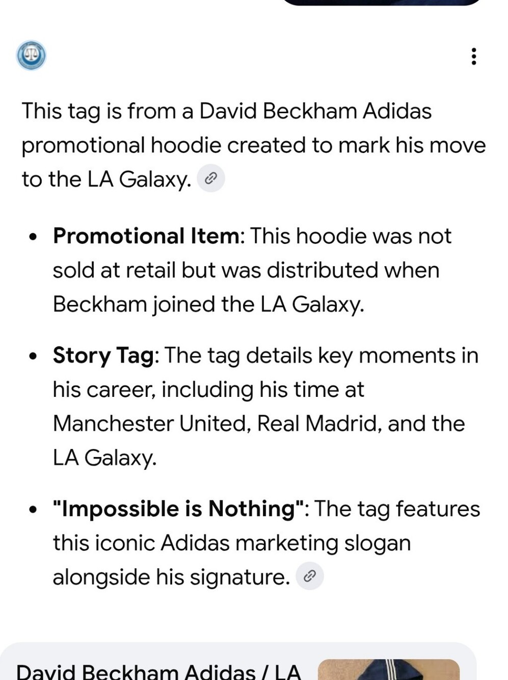 Rare David Beckhman Adidas LA Galaxy Navy Hooded Pullover - Picture 15 of 16